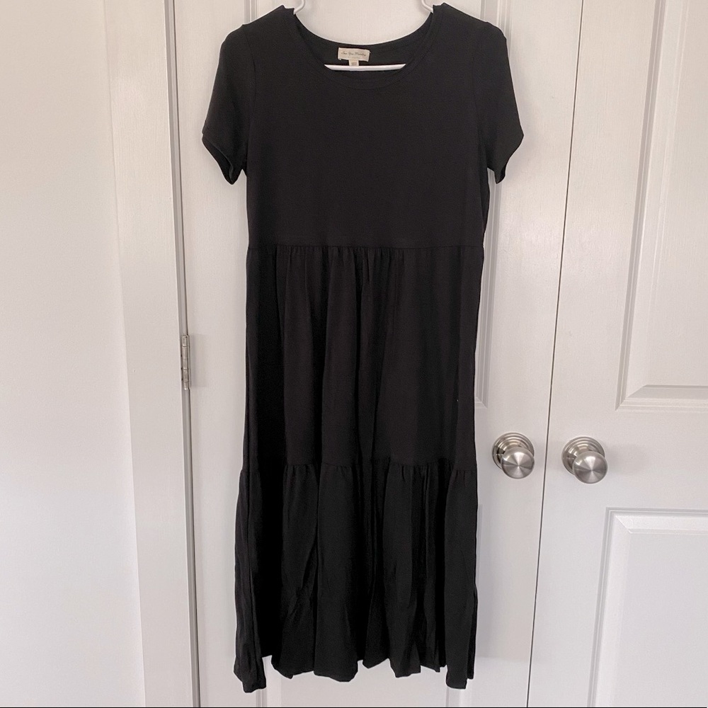 See You Monday casual black midi dress size L